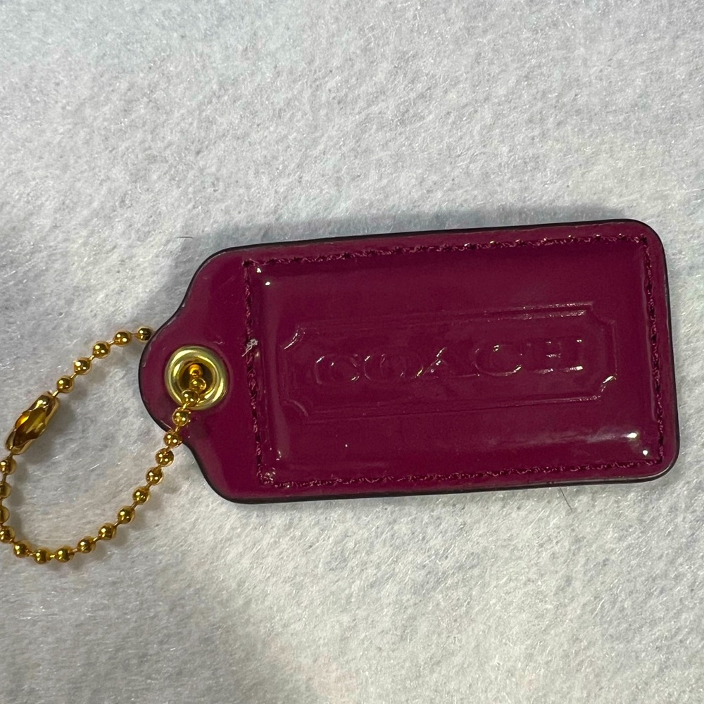 COACH Burgundy Patent Leather Replacement Purse Handbag Hang Tag Charm